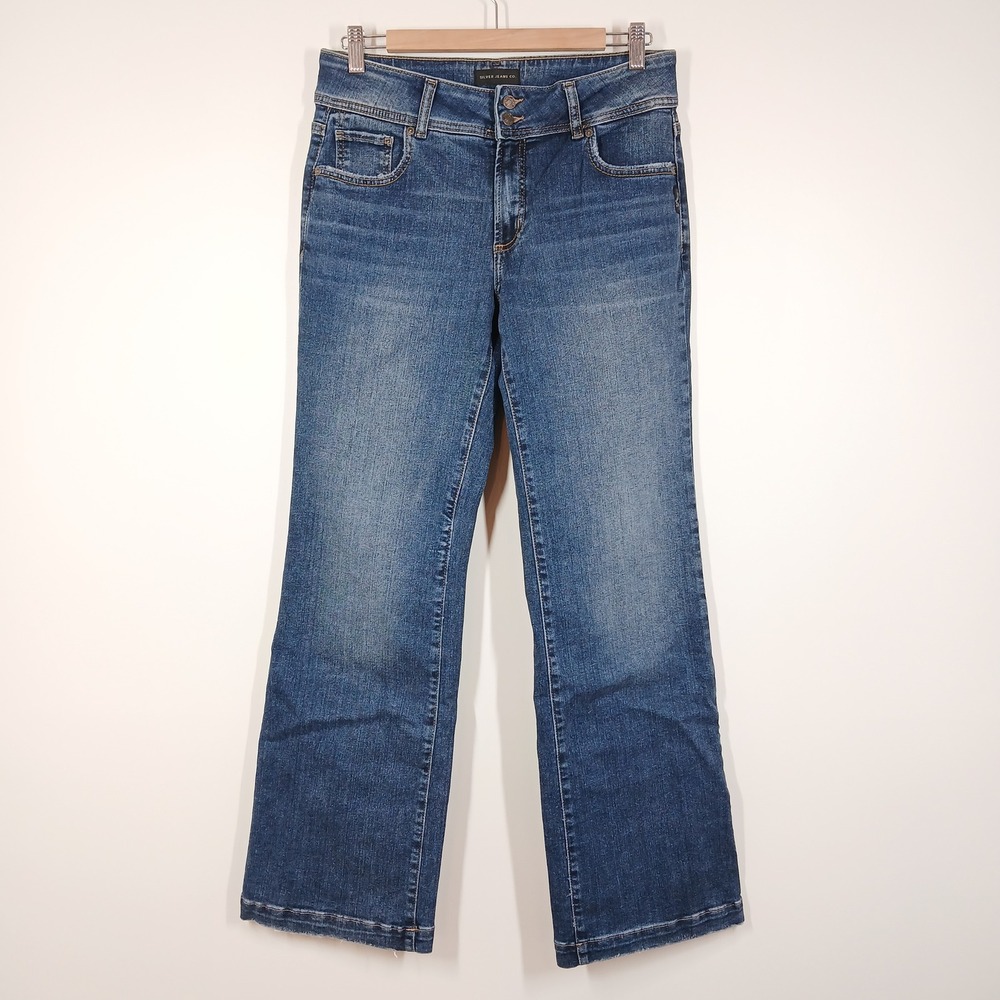 Silver Jeans Co Suki Trouser Jeans Women 30x33 Blue Cotton Bootcut Streetwear